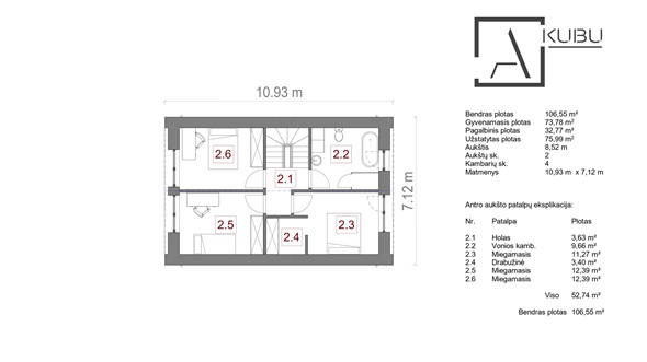Vieno auk&scaron;to su pakelta mansarda 7